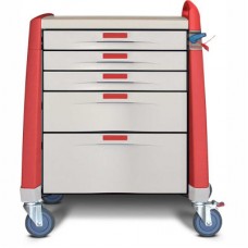 Capsa Healthcare Avalo® Compact Emergency Cart, 5 Drawers, Breakaway Lock, 1 Handle, Red