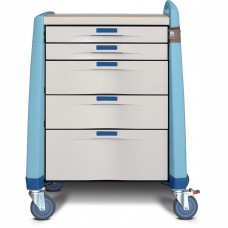 Capsa Healthcare Avalo® Intermediate Emergency Cart, 5 Drawers, Core Lock, 1 Handle, Blue