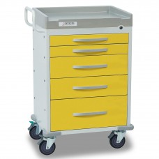 Detecto® Rescue Series Isolation Medical Cart, White Frame with 5 Yellow Drawers