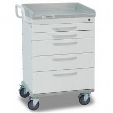 Detecto® Whisper Series General Purpose Medical Cart, White Frame with 5 White Drawers
