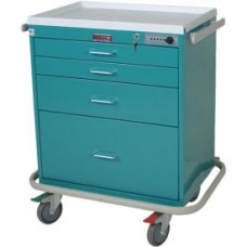 Harloff Four Drawer Anesthesia Cart, Electronic Pushbutton Lock, Standard Package, Navy