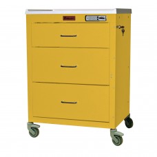 Harloff Mini24 Three Drawer Anesthesia Cart with Electronic Lock, Yellow - 4143E