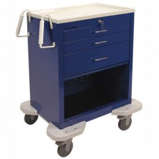 Lakeside® C-324-P2K-1B Classic 3 Drawer Medical Anesthesia Cart, Key Lock, Blue