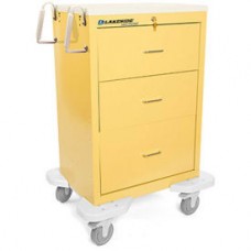 Lakeside® C-330-K-1Y Classic 3-Drawer Medical Isolation Cart, Yellow, Key Lock