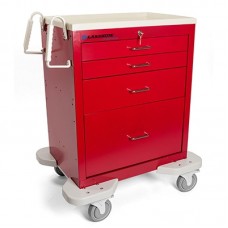 Lakeside® C-424-K-1R Classic 4 Drawer Medical Emergency Cart, Red, Key Lock