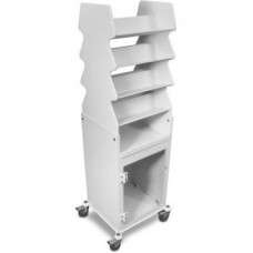 TrippNT™ 51019 White Tall Titled Shelf Cart with Bulk Storage Area, 19"W x 17"D x 57"H
