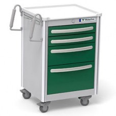 Waterloo Healthcare 4-Drawer Aluminum Junior Short Medical Bedside Cart, Key Lock, Fairway Green