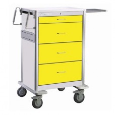 Waterloo Healthcare 4-Drawer Aluminum Tall Isolation Cart, Key Lock, Yellow