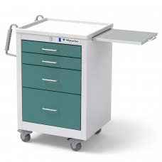 Waterloo Healthcare 4-Drawer Steel Junior Short Medical Bedside Cart, Key Lock, Teal Green