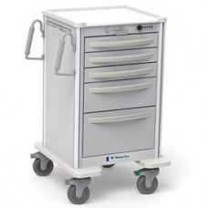 Waterloo Healthcare 5-Drawer Aluminum Junior Medium Nurse Server Cart, Push Button Lock, Light Gray