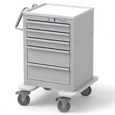 Waterloo Healthcare 5-Drawer Steel Junior Short Economy Medical Cart, Key Lock, Light Gray