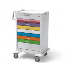 Waterloo Healthcare 9-Drawer Steel Tall Pediatric Emergency Cart, Lever Lock, Multi-Color