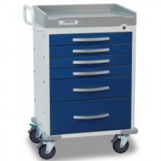 Detecto® Rescue Series Anesthesiology Medical Cart, White Frame with 6 Blue Drawers